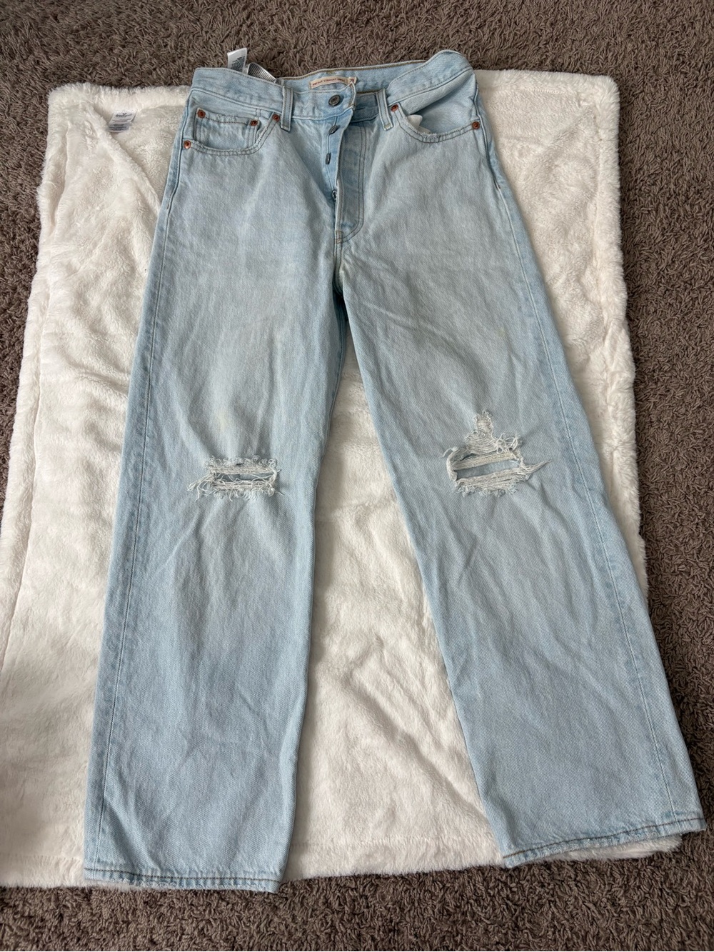 Levi's Light Blue Straight-Leg Distressed Jeans